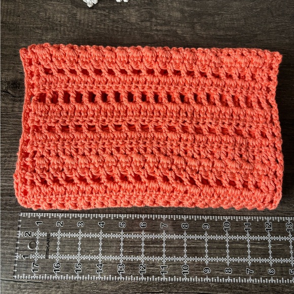 Elegant Coral Crochet Infinity Scarf - Picture 8 of 14